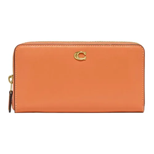 COACH Accordion Zip Телячья кожа Монета Кошелек Кошелек Маленький Женские Апельсин