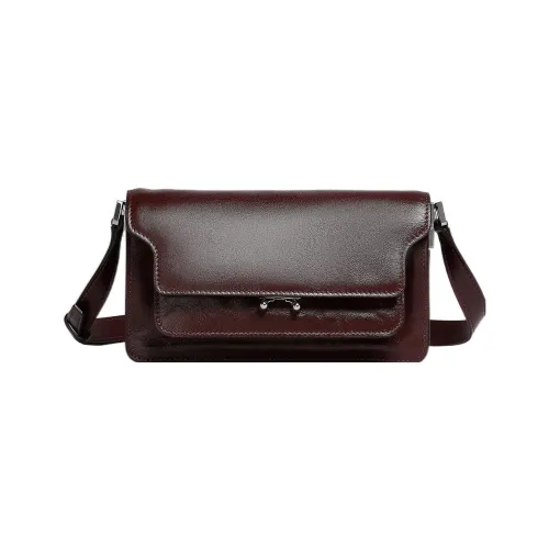 MARNI Основная часть Телячья кожа Сумка через плечо Сумка на плечо Женская Темно-красный