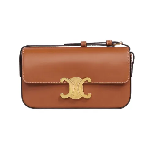 CELINE Claude Матовый Корова Кожа Плечевая Сумка Женская Конфетный Рыжий Коричневый