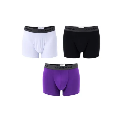 COTTON REPUBLIC Черный+Белый+Фиолетовый Мужские боксер-шорты