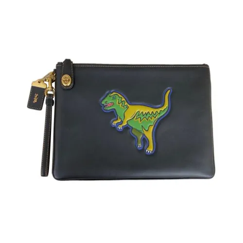 COACH Rexy Телячья кожа Кошелек для монет клатч большой мужской черный