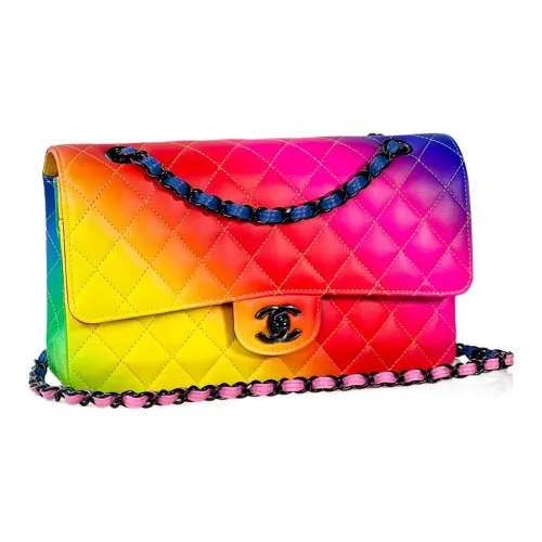 CHANEL 23C Spring Classic Flap CF Телячья кожа Сумка с клапаном Сумка через плечо Сумка среднего размера Женская Градиентная