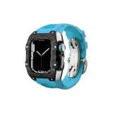 Чёрный bezel + Серебряный корпус + Синий ремешок