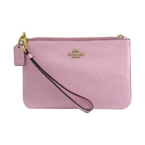 COACH Wristlet Коровья кожа Клатч Запястье Сумка Маленький Женский Розовый