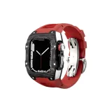 Чёрный bezel + серебряный корпус + красный ремешок