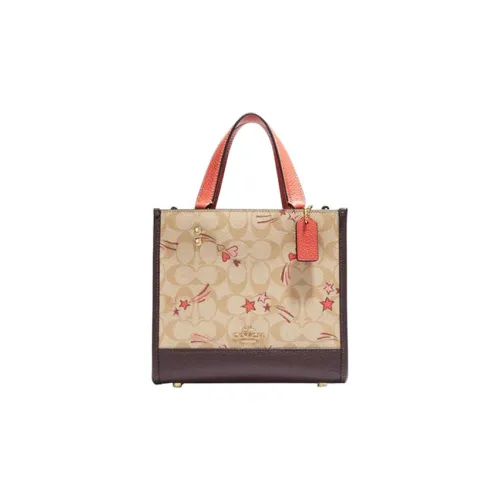 COACH Dempsey PVC Тоут Сумка Сумка для покупок Сумка через плечо Сумка на плечо Сумка Маленькая Женская Темно-Коричневый и Хаки