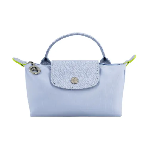 LONGCHAMP Le Pliage Green Коровья кожа Комбинированный Пельмени Сумка Маленькая Женская Светло-синяя