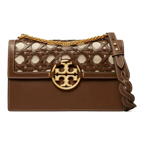 TORY BURCH Miller GRAIN LEATHER с замшей аккордеонная сумка сумка сумка через плечо женская коричневый