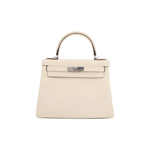 HERMES Kelly Сумка из кожи Taurillon Clemence Kelly Сумка через плечо Сумка для женщин I2 Nata Кремово-белый