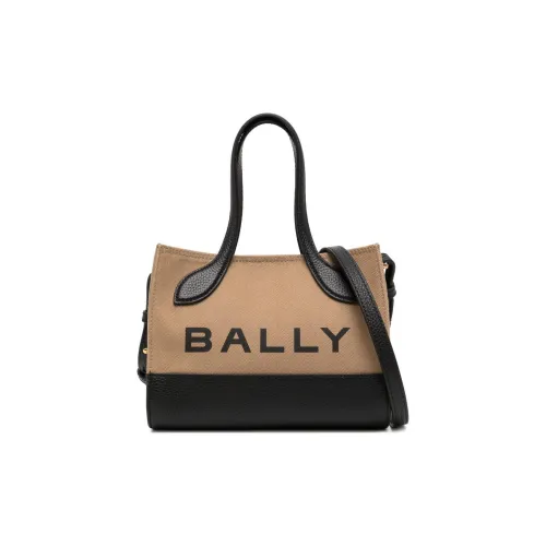 BALLY Органический хлопок с кожаными вставками Тоут Сумка Сумка для покупок Портативная сумка через плечо Сумка через плечо Женская Коричневая