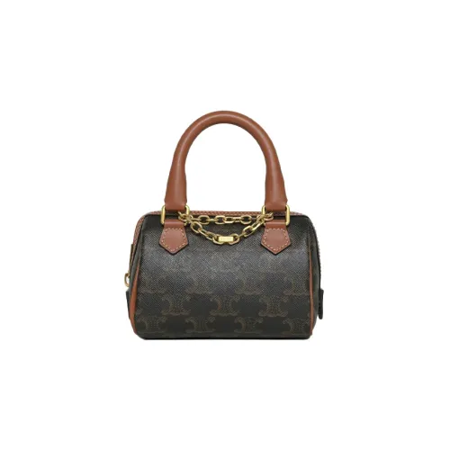 CELINE Triomphe Корова Кожа Бостон Сумка Сумка через плечо Сумка через плечо Мини Женская Рыжевато-коричневый