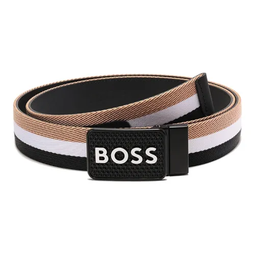 Hugo Boss Кожаные ремни Черный Белый Коричневый Полосы/Черный Мужской