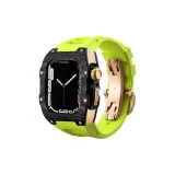 Черный bezel + Розово-золотой корпус + Флуоресцентно-зеленый ремешок