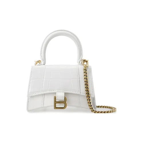 Balenciaga HOURGLASS Коровья кожа Сумка Hourglass Сумка через плечо Сумка Мини Женская Белая