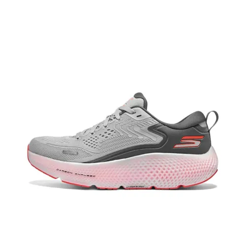 Skechers Go Run Max Road 6 Low Топ Повседневные Беговые кроссовки Мужские Серый Красный