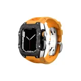 Чёрный bezel + Серебряный корпус + Апельсиновый ремешок