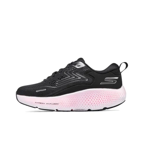 Skechers Go Run Max Road 6 Амортизация Низкий Топ Повседневные Беговые Кроссовки Женские Черный Розовый