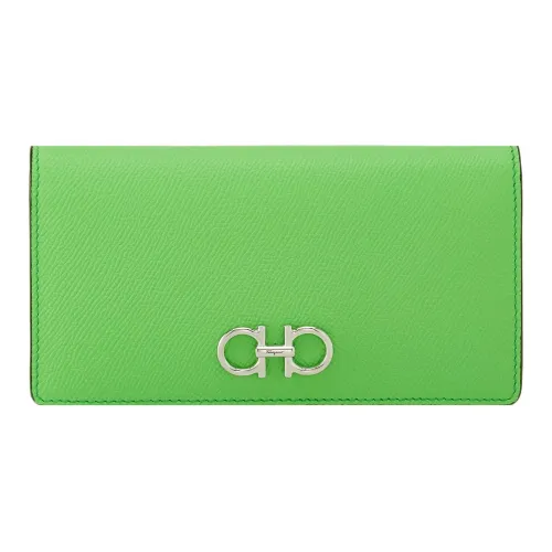 FERRAGAMO GANCINI Телячья кожа Кошелек Большой Женский Лаймово-зеленый