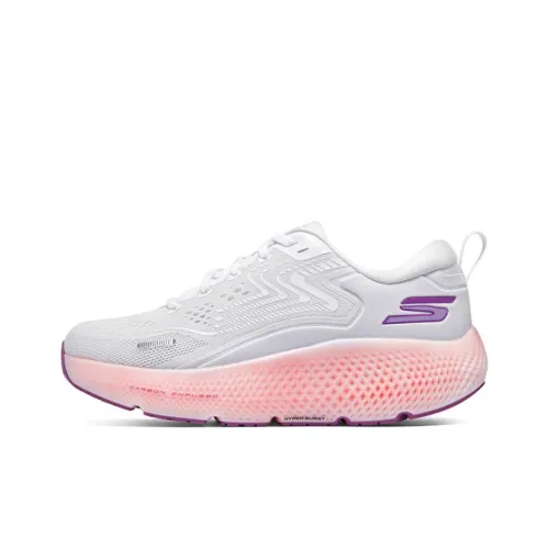 Skechers Go Run Max Road 6 Low Топ Беговые кроссовки Женские Белые Розовые Фиолетовые