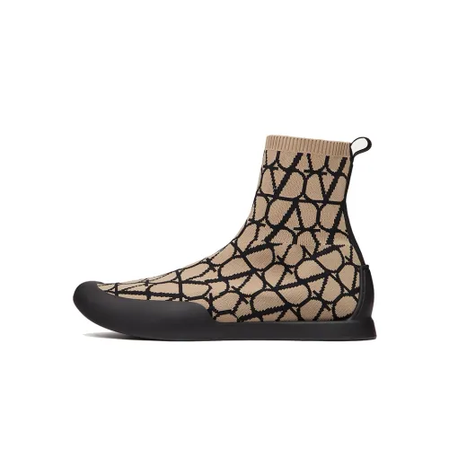 Valentino CITYSHORE V Высокий Топ Повседневная Обувь Мужская Бежевый Черный