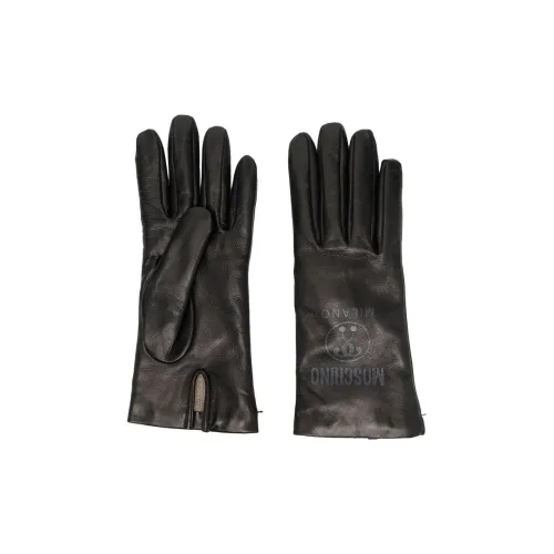 MOSCHINO Телячья кожа, шерсть, перчатки, черные, женские