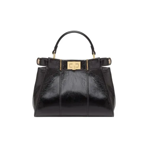 FENDI Peekaboo Lambskin Сумка через плечо Сумка Mini Женская Черная