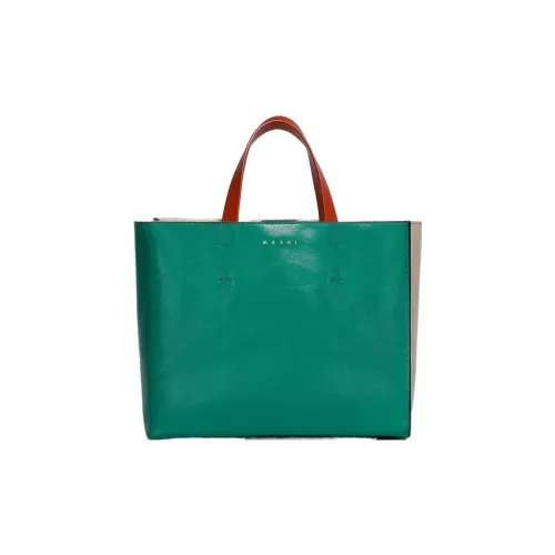 MARNI Roller Кожа Текстиль Подкладка Тоут Сумка Сумка для покупок Сумка Маленькая Женская Зеленая Бежевая