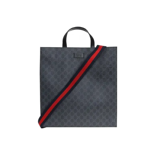 GUCCI Canvas с кожаными вставками тоут сумка для покупок сумка через плечо сумка мужская черная серая