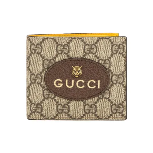 GUCCI Canvas с кожаными вставками кошелек мужской цвет эбеновое дерево коричневый желтый