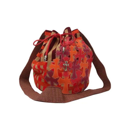 Chrome Hearts Соломенная плетеная сумка с кожаными вставками ведрообразная сумка через плечо сумка на плечо большая женская красная коричневая