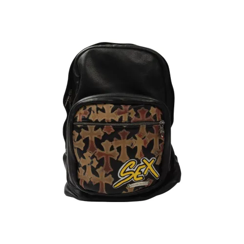 Chrome Hearts Кожа Рюкзак Унисекс Черный Желтый