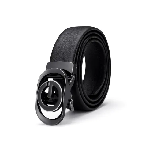 GOLF Коровья кожа Автоматическая застежка Настоящий кожаный ремень Мужской Черный Серебряный Черный Золото 3,5 см