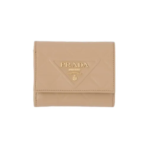 PRADA Кожа Кошелек Мини Женский Песочно-Бежевый Желтый