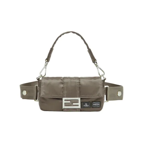 FENDI Baguette Коровья кожа Сумка Чехол для телефона Бананка Мини Женские Серый