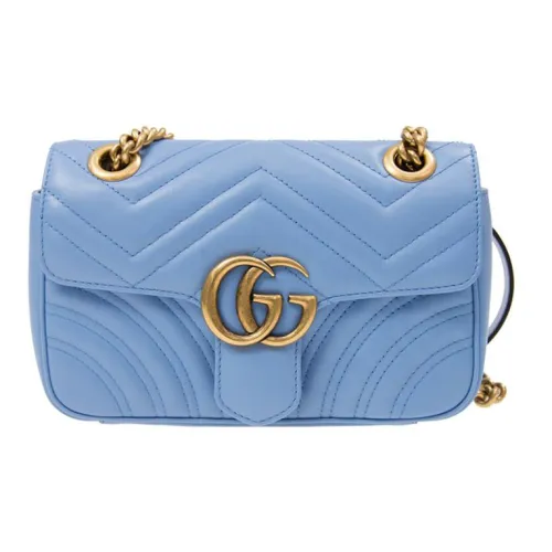 GUCCI GG Marmont Кожа Сумка с цепочкой Портативная Сумка через плечо Сумка через плечо Женская Синяя