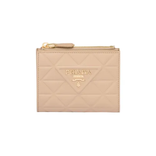PRADA Кожа Кошелек Мини Женский Песочно-Бежевый Желтый