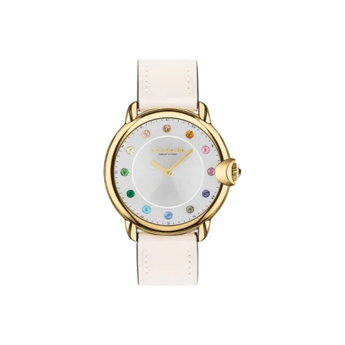 COACH ARDEN Кварцевые Женские Наручные Часы Кожаный Ремешок 36 мм Белый Циферблат