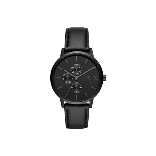 ARMANI EXCHANGEAE Men's Watches Кварцевый механизм Кожаный ремешок Черный циферблат