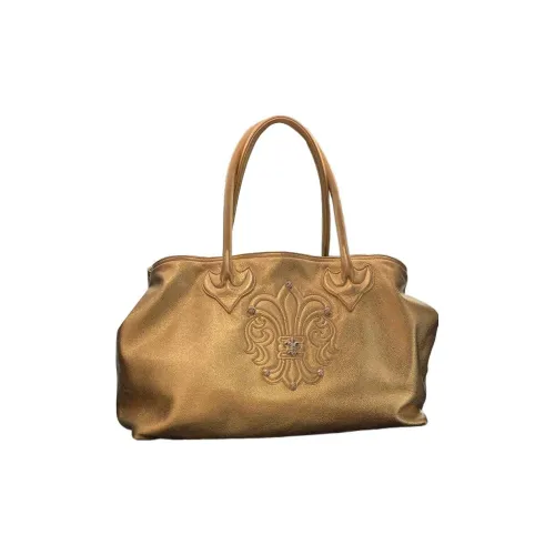 Chrome Hearts Коровья кожа Тоут Сумка Сумка для покупок Сумка на плечо Сумка Женская Золотая