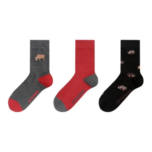 COTTON REPUBLIC 3 пачки носков для мужчин, высокий крой, модель "Бычья нога", размер Year