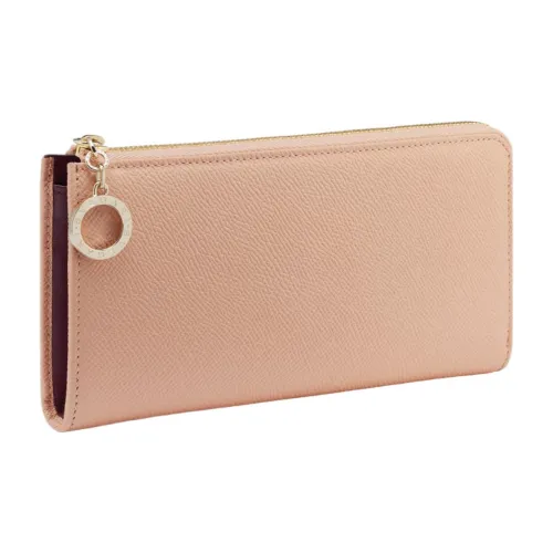 BVLGARI Бумажник На Молнии Блестящая Зерненая Кожа Теленка Цвета Пудрово-розового Кварца