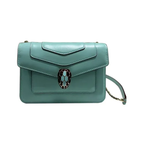 BVLGARI Serpenti Forever Сумка через плечо из коровьей кожи Женская Зеленая