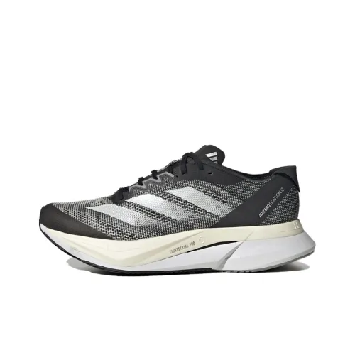 Adidas Adizero Boston 12 Slip-Resistant и Breathable Low-Top Беговые кроссовки Женские Черный Белый