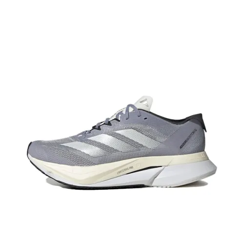 Adidas Adizero Boston 12 Амортизаторы Slip-resistant Дышащие Низкие Беговые кроссовки Женские Серебряный Фиолетовый