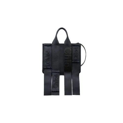 Chloe Древесная Телячья Кожа с Льняной Тканью Тоут Сумка Сумка для покупок Сумка через плечо Сумка Маленькая Женская Темно-циановая