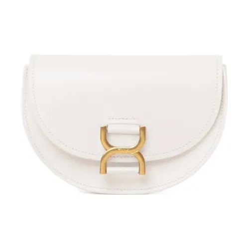 Chloe Marcie Гладкая Телячья Кожа Овечья Кожа Сумка с Клапаном Сумка через плечо Мини Женская Белая