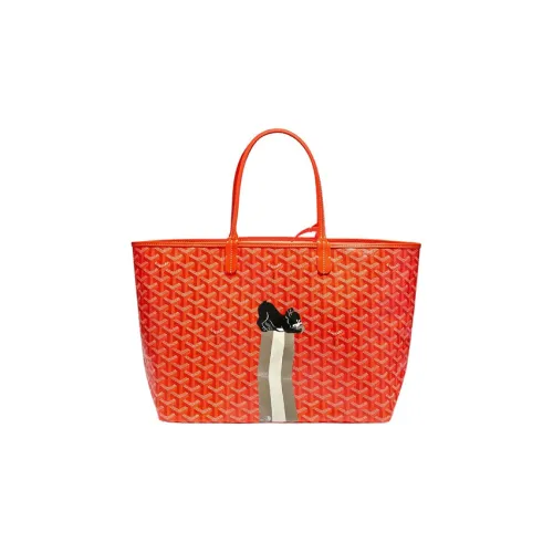 GOYARD Saint Louis Холст Телячья кожа Комбинированная Сумка Тоут Сумка на одно плечо Большая Унисекс Апельсин