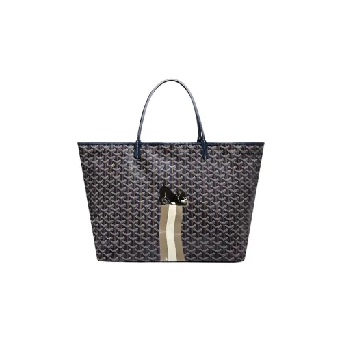 GOYARD Saint Louis Холст Телячья кожа Комбинированная Сумка Тоут Сумка на одно плечо Большая унисекс Морской синий