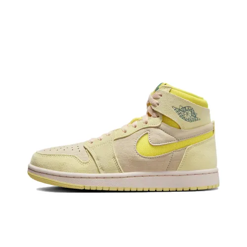Jordan Air Jordan 1 High Zoom CMFT 2 'Citron Tint' Высокий Топ Винтажные Баскетбольные Кроссовки Женские Желто-Серые