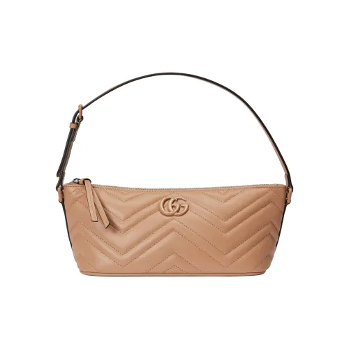 GUCCI GG Marmont Елочка Узор Кожа Сумка через плечо Женская Розовая Бежевая